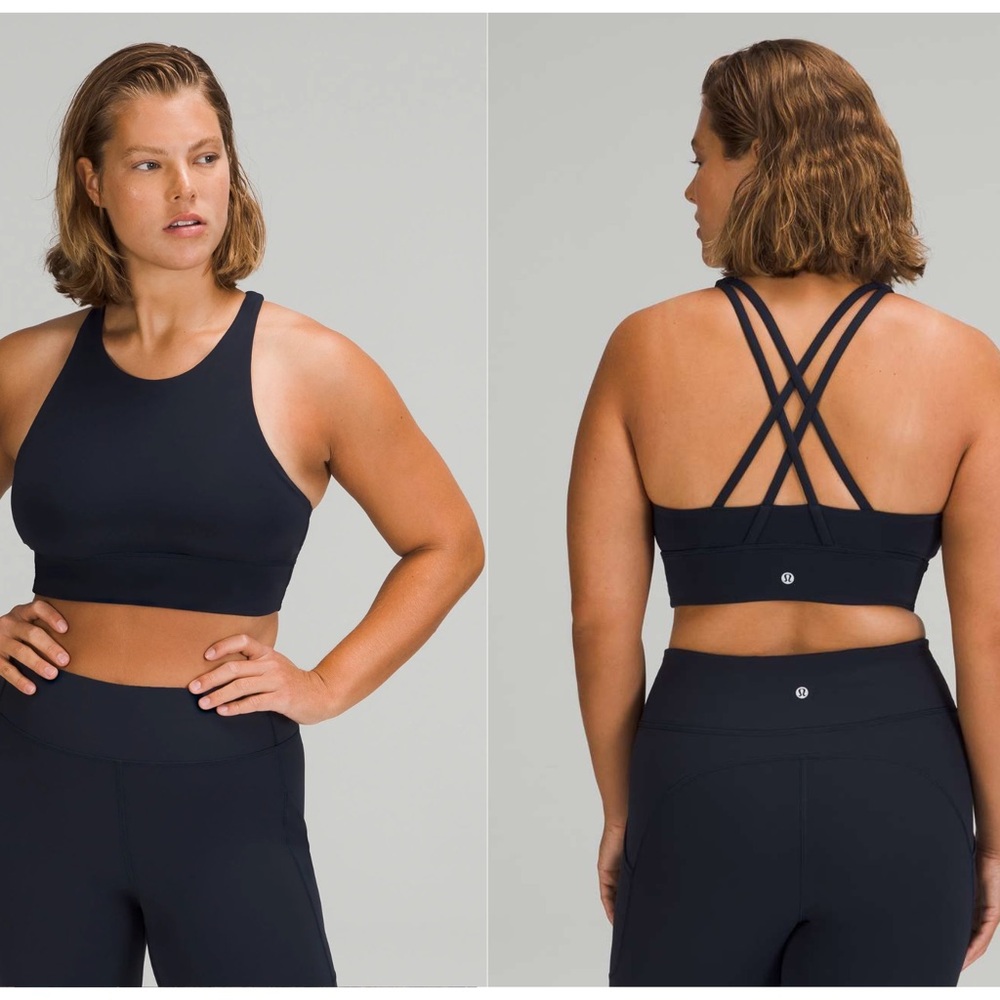 Lululemon high-neck black energy bra longline